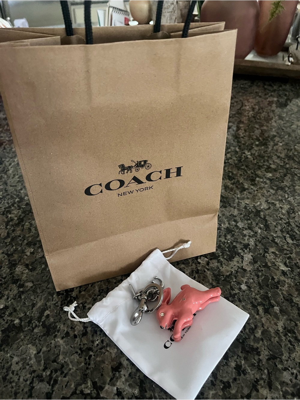 COACH Pink Enamel Dog Charm Key Holder